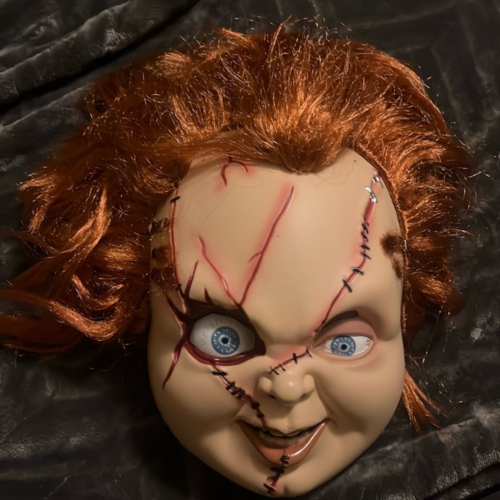 Chucky Mask Creepy Chucky Full Head Mask with Hair Realistic Cosplay Costume